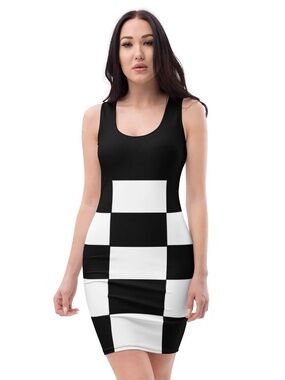 black and white check dress Fran fine Inso size M